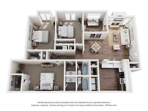 a 3d rendering of a floor plan of a house